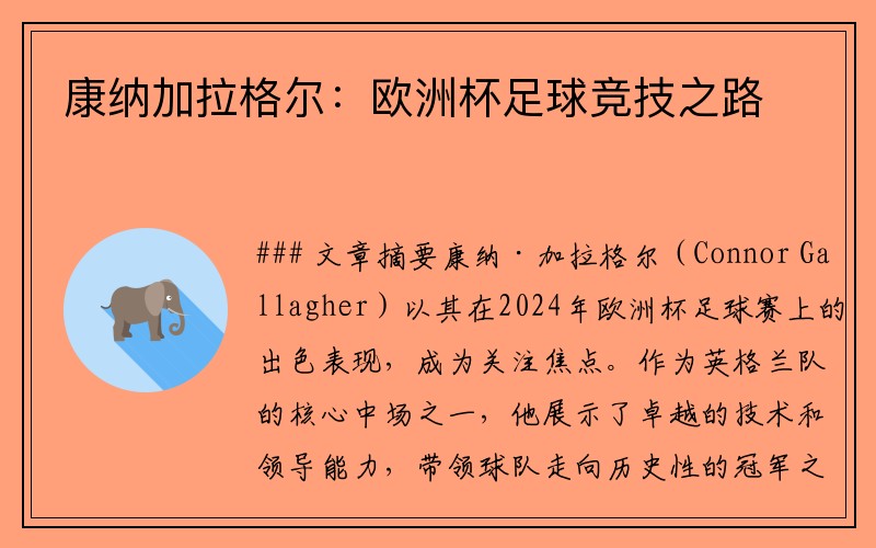 康纳加拉格尔：欧洲杯足球竞技之路