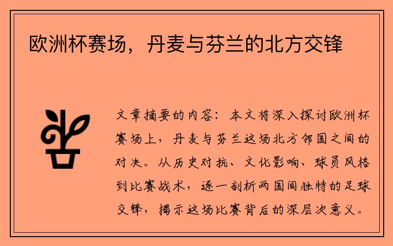 欧洲杯赛场，丹麦与芬兰的北方交锋